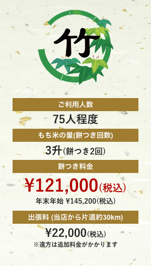 赤べこ餅つきの竹プランの説明画像
